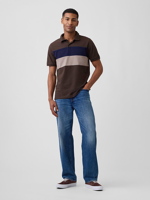 Colorblock Stretch Pique Polo Shirt