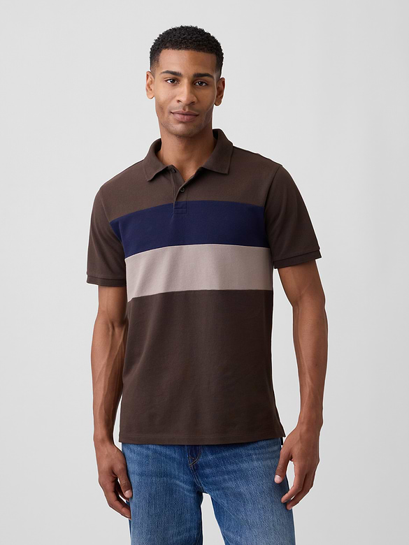 Colorblock Stretch Pique Polo Shirt