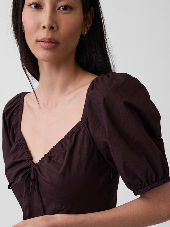 Puff-Sleeve Corset Maxi Dress