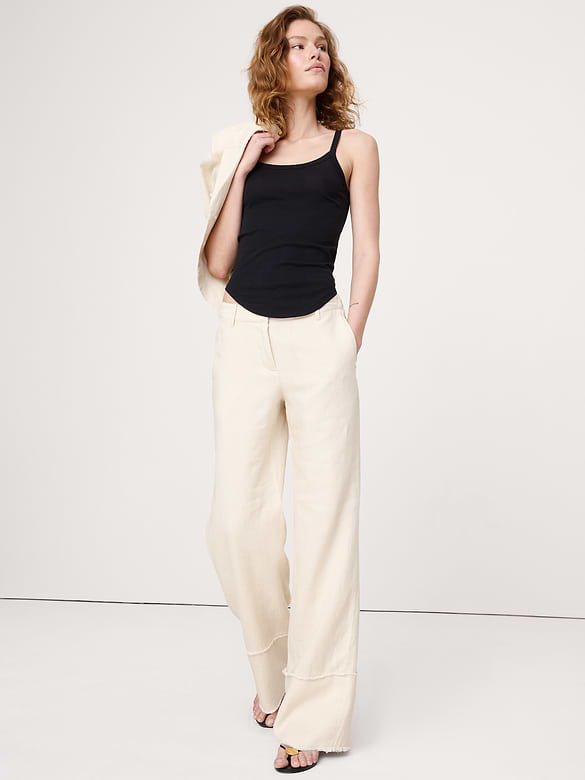 The Everyday Wide-Leg Pant in Fringe-Hem Linen