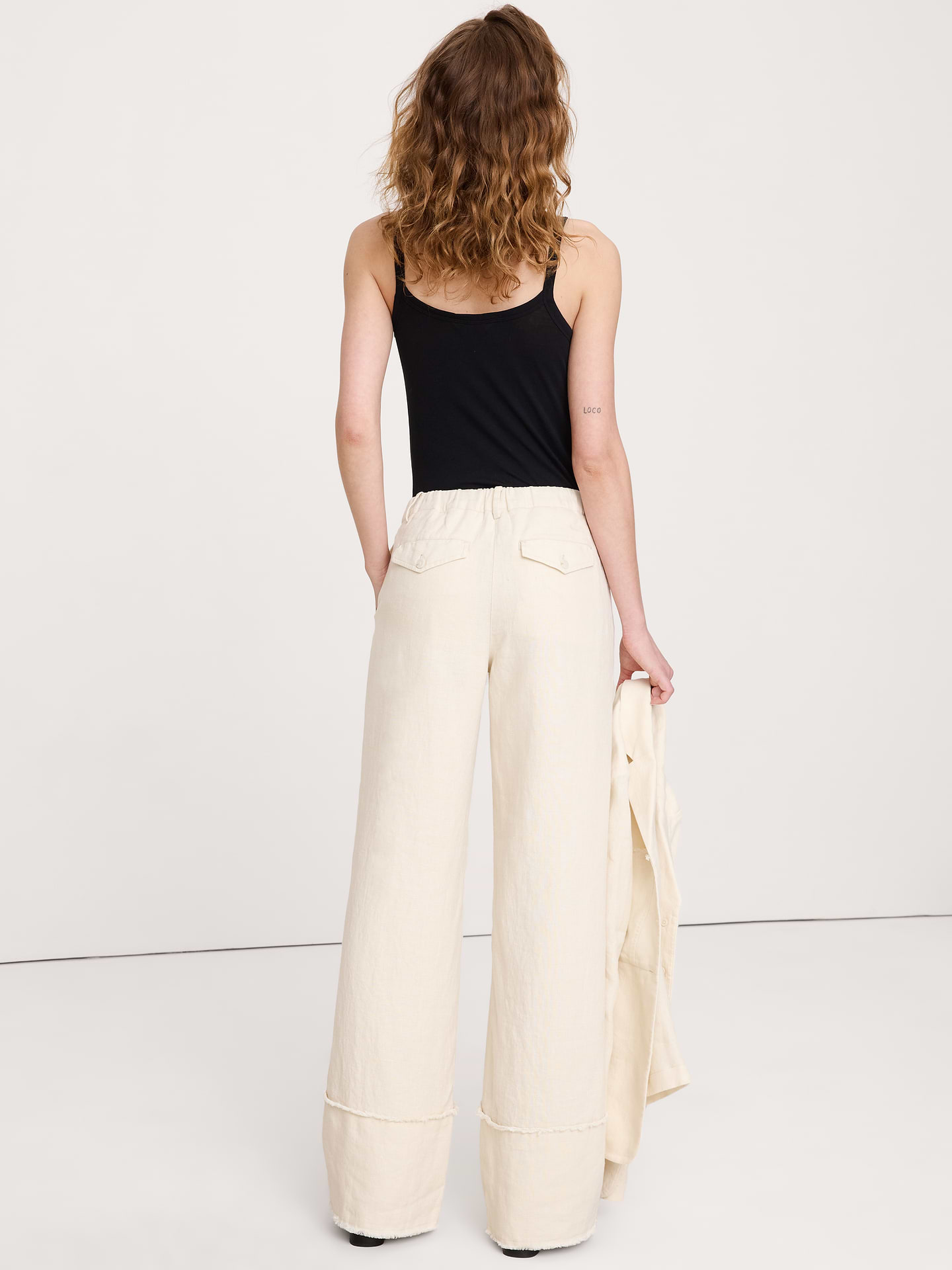 Image number 3 showing, The Everyday Wide-Leg Pant in Fringe-Hem Linen