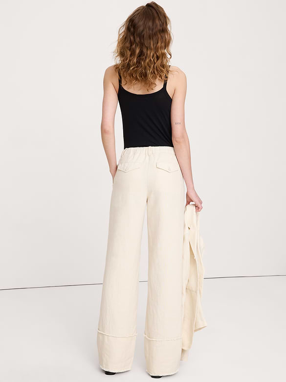 The Everyday Wide-Leg Pant in Fringe-Hem Linen