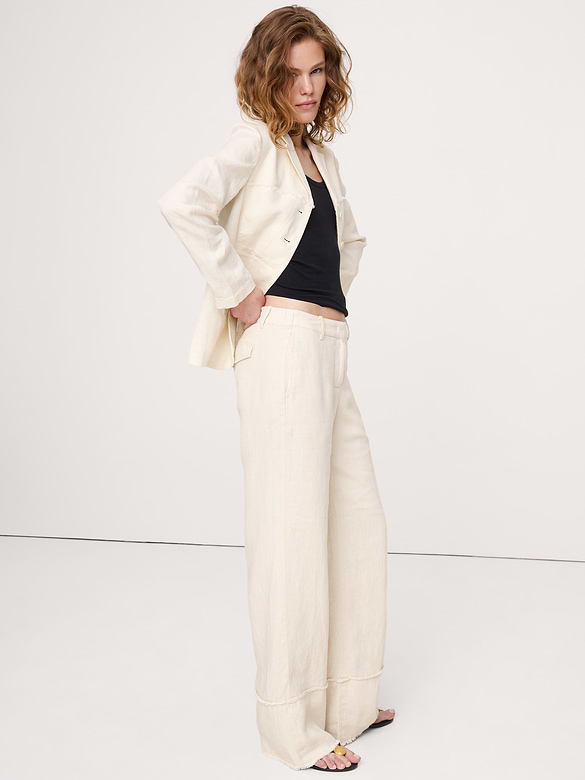 The Everyday Wide-Leg Pant in Fringe-Hem Linen