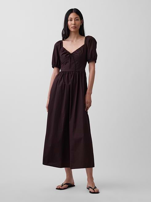 brown puff sleeve maxi dress Women's Puff-Sleeve Corset by Gap Terra Petite Size M Elbow puff sleeves with homecoming 2025 Handmade Men brogue black Size:50