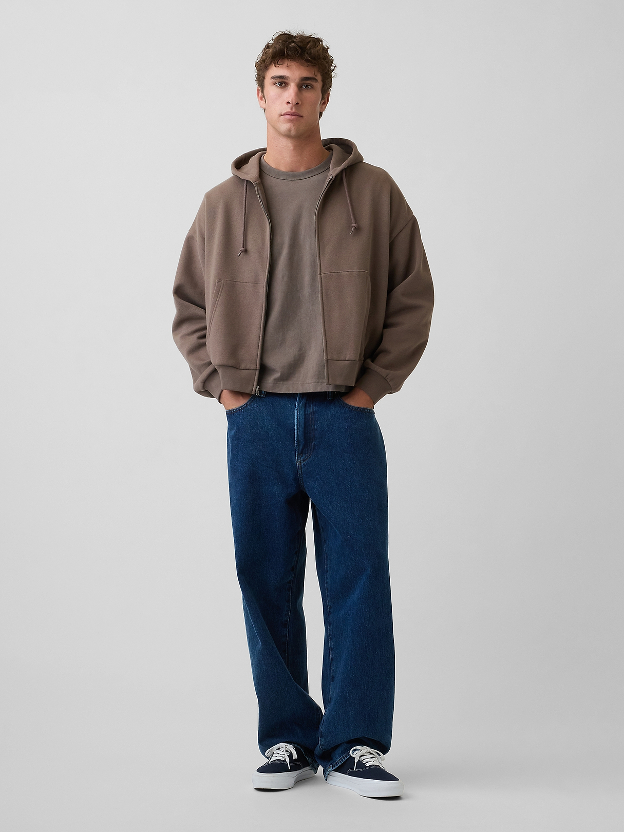 VintageSoft Oversized Crop Zip Hoodie | Gap