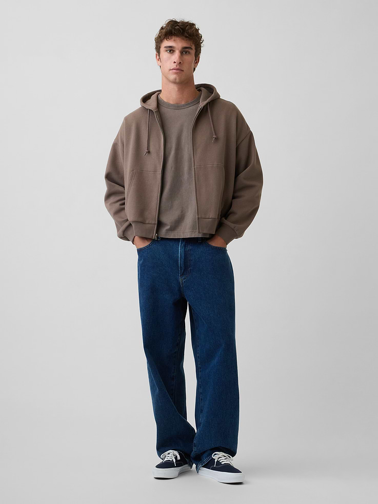 Image number 2 showing, VintageSoft Oversized Crop Zip Hoodie