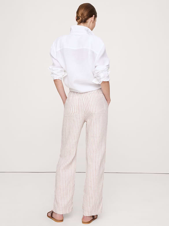 The Getaway Straight-Leg Pull-On Pant in Linen