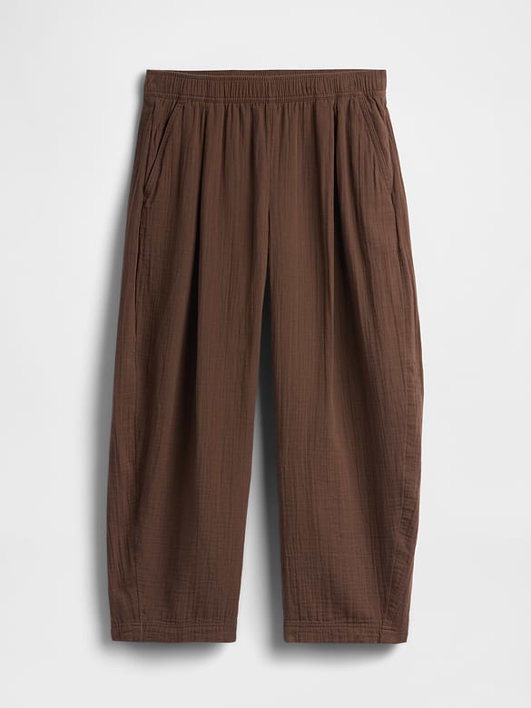 Cotton Gauze Easy Barrel Pants