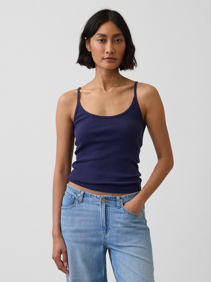 Image number 1 showing, Pointelle Crop Cami
