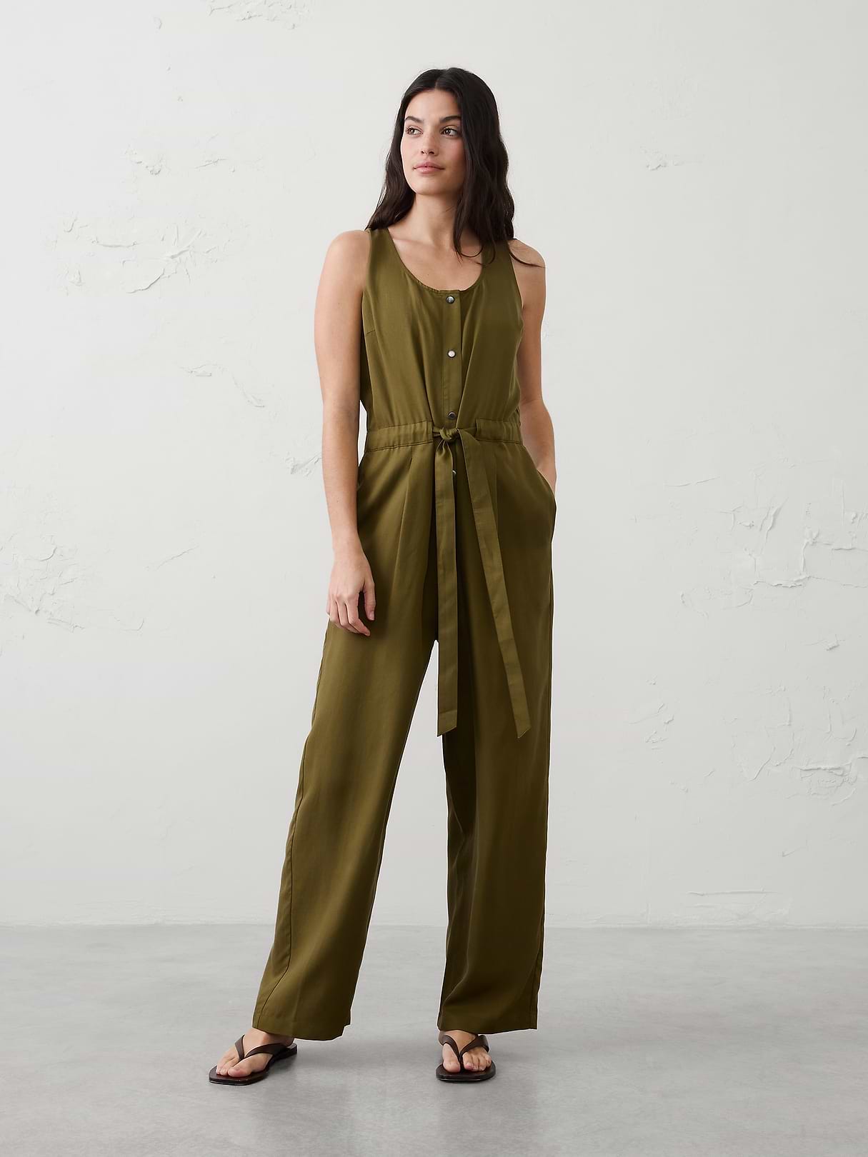Tencel Cinch-Waist Jumpsuit | Banana Republic Factory