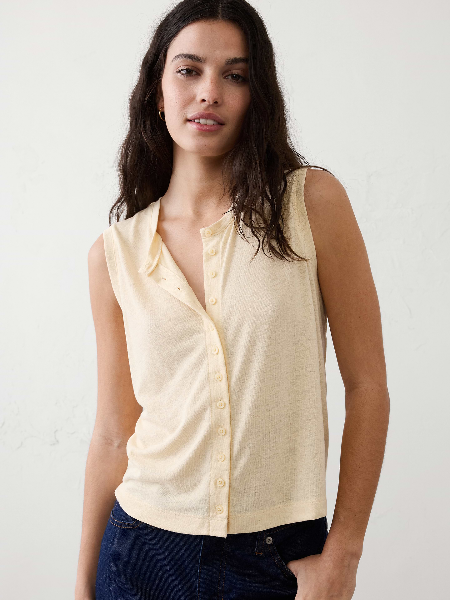 Image number 1 showing, Linen-Blend Tank