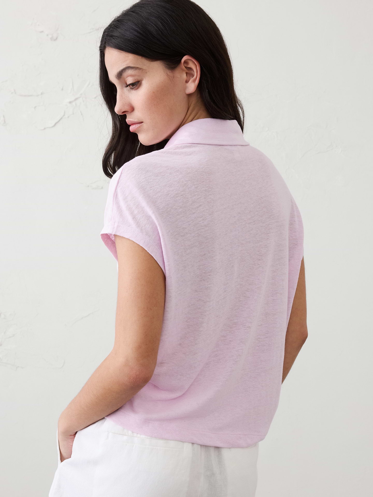 Image number 5 showing, Linen-Blend Collared Top