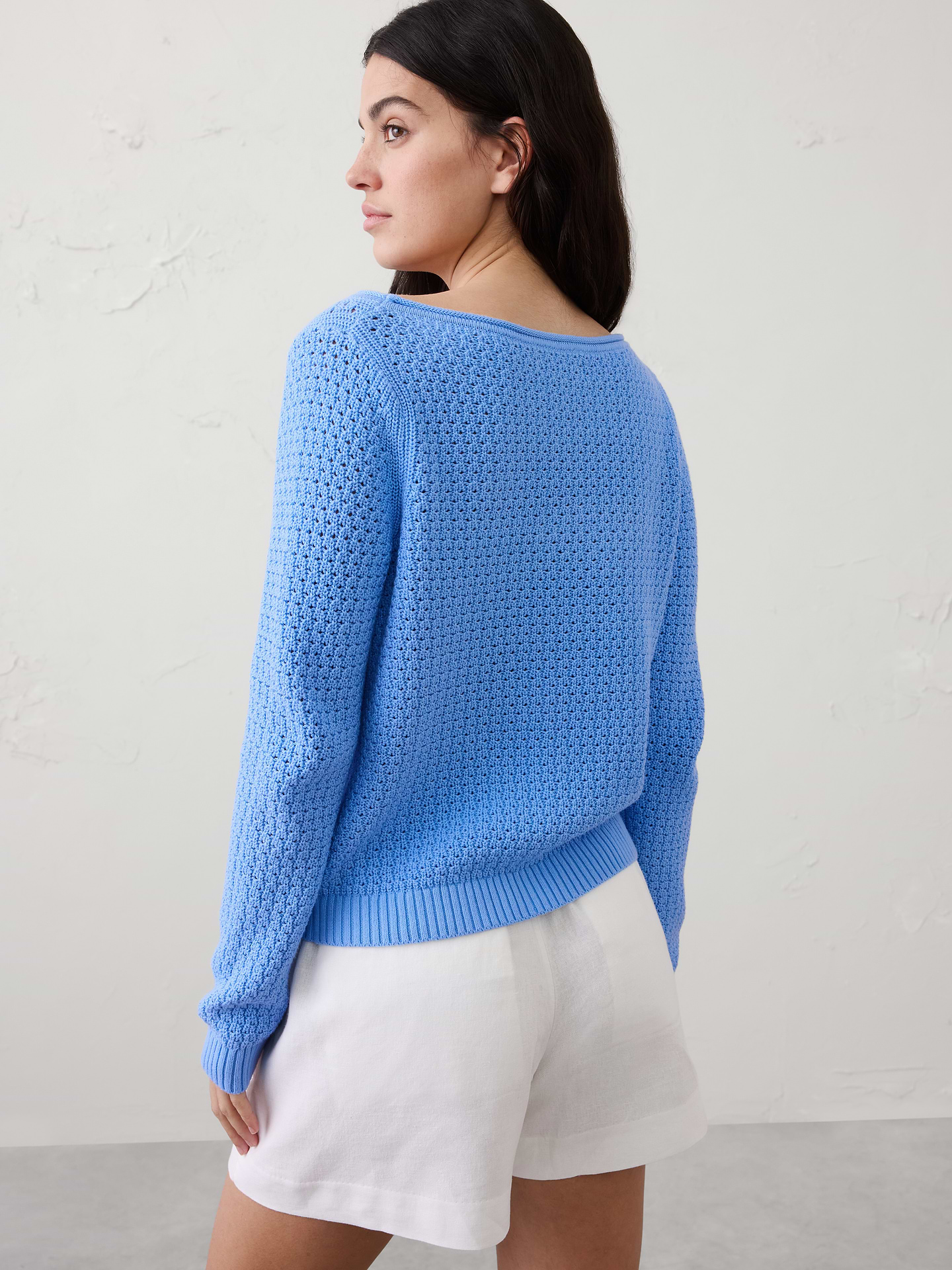 Image number 2 showing, Cotton Boatneck Crochet Sweater