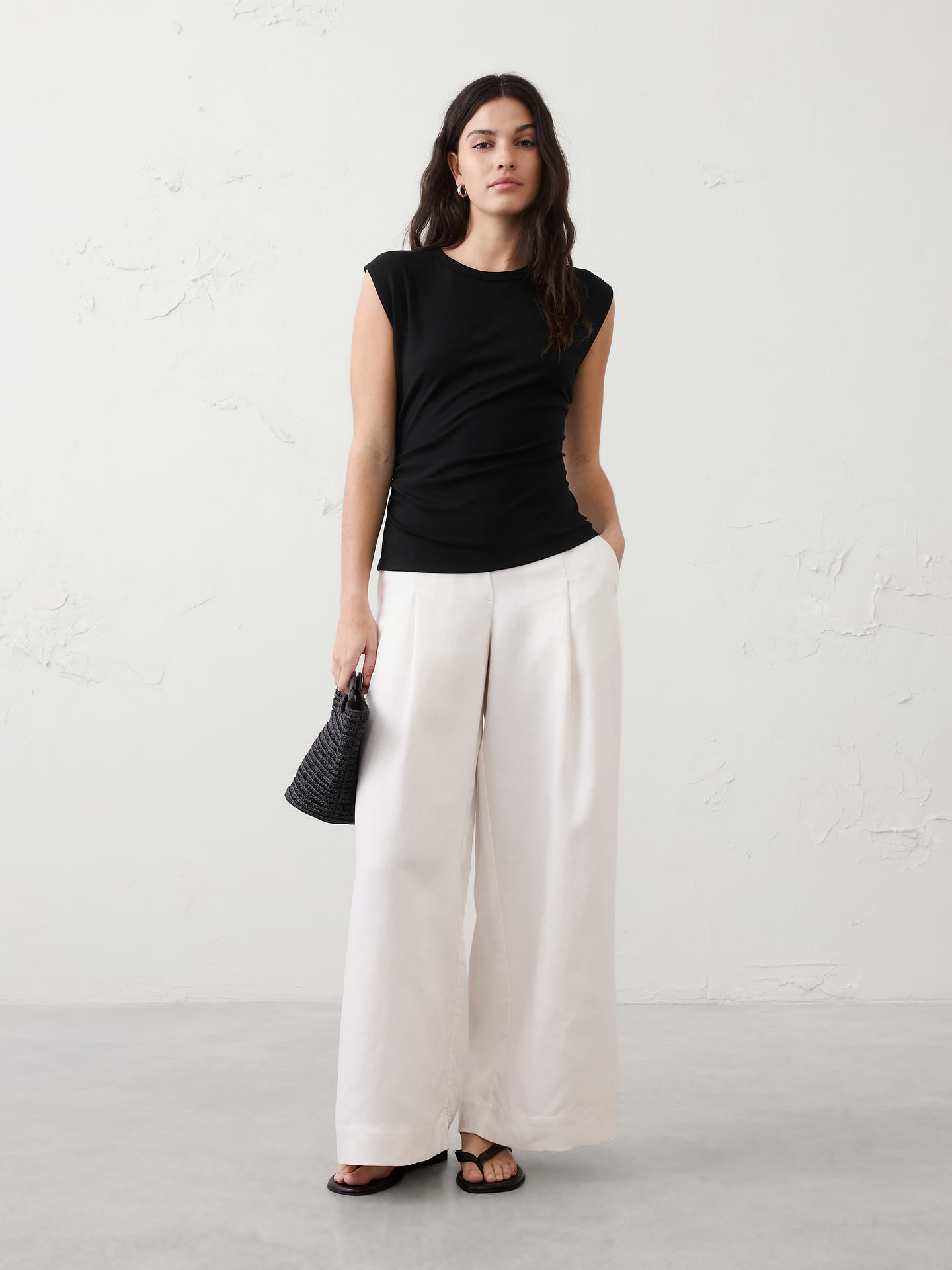 Image number 1 showing, Soft Knit Side-Shirred Top