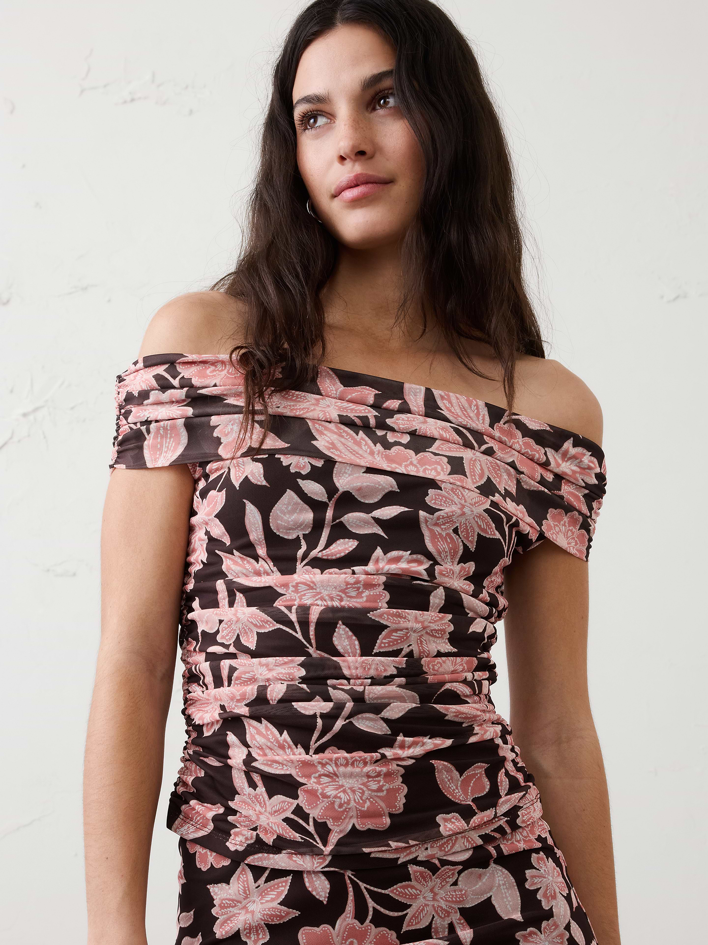 Image number 1 showing, Off-Shoulder Mesh Top