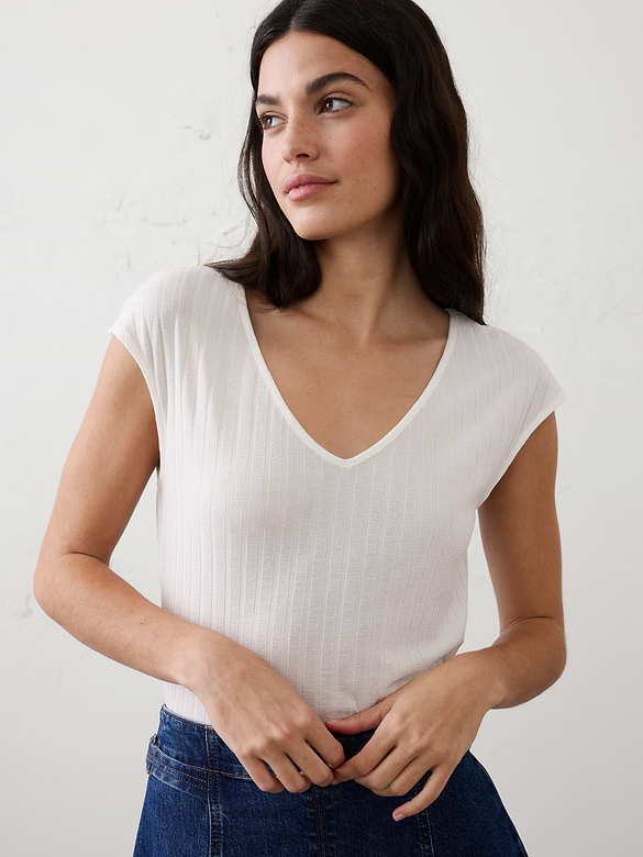 Ribbed V-Neck Top
