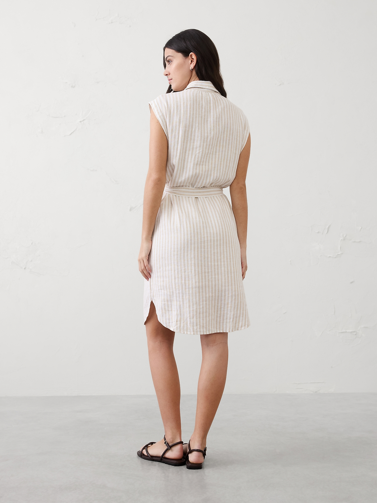 Linen-Blend Knee-Length Shirtdress | Banana Republic Factory