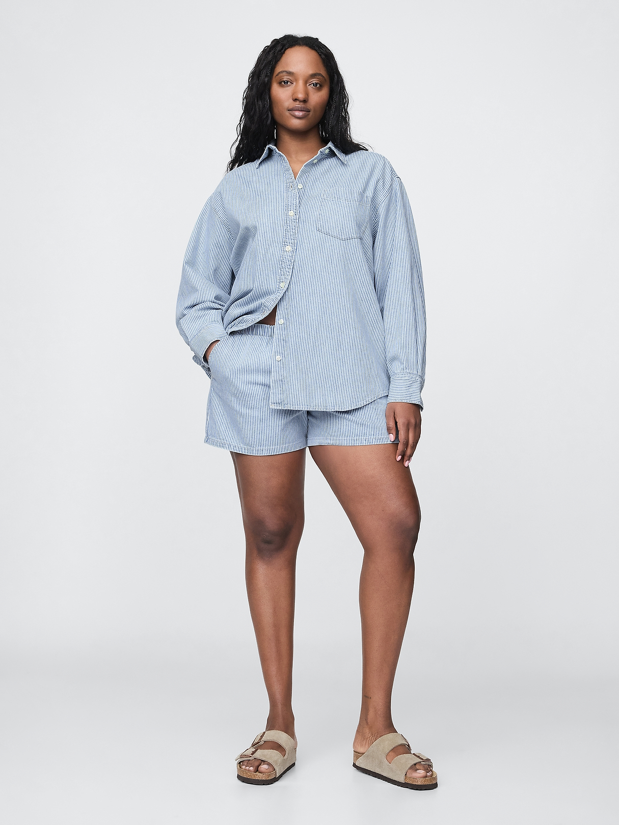 シャツ Denim Shirt Blue Stripe Denim Stripe Big Shirt | Gap