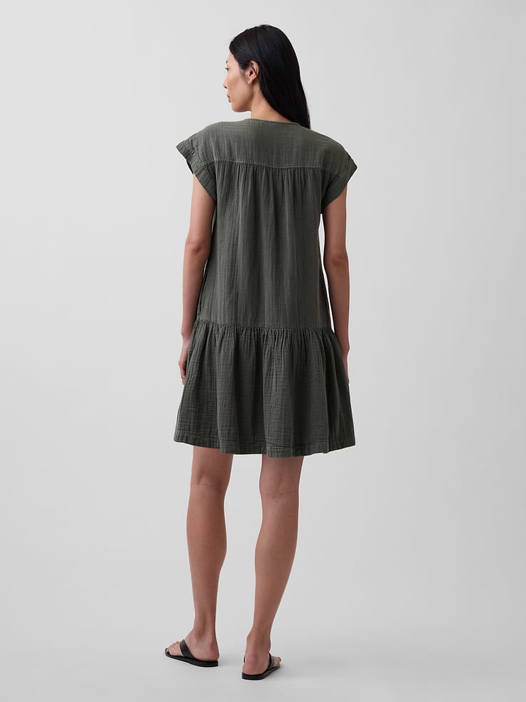 Image number 2 showing, Cotton Gauze Drop-Waist Shirtdress