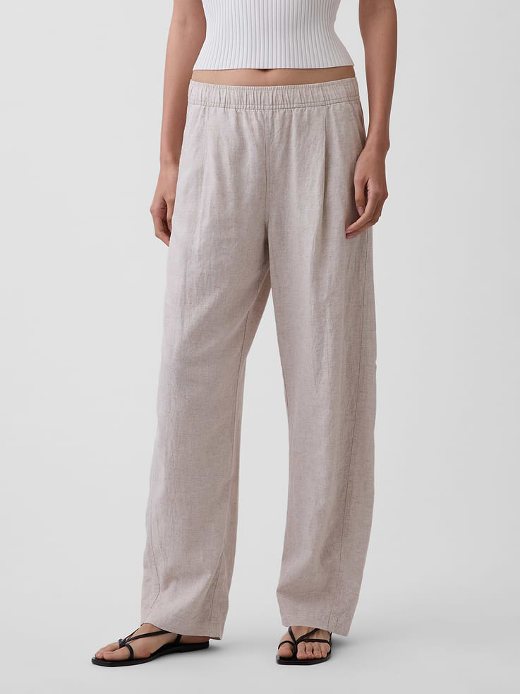 Image number 2 showing, Linen-Blend Easy Barrel Pants