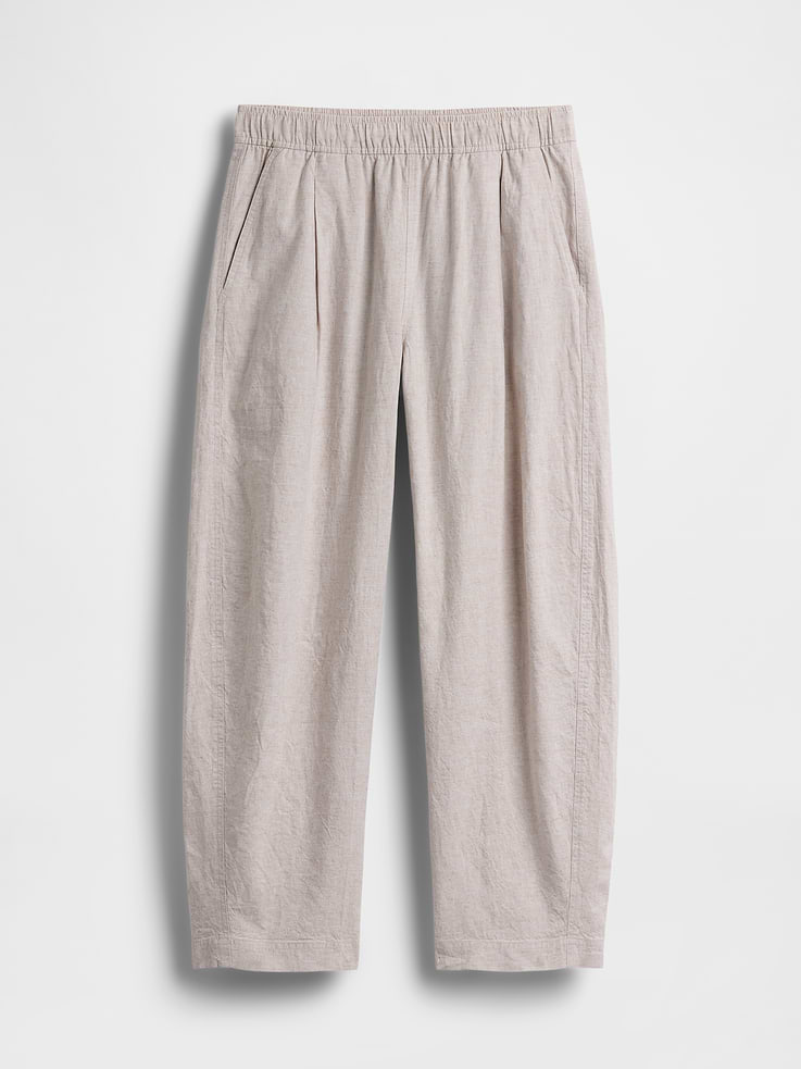 Image number 7 showing, Linen-Blend Easy Barrel Pants