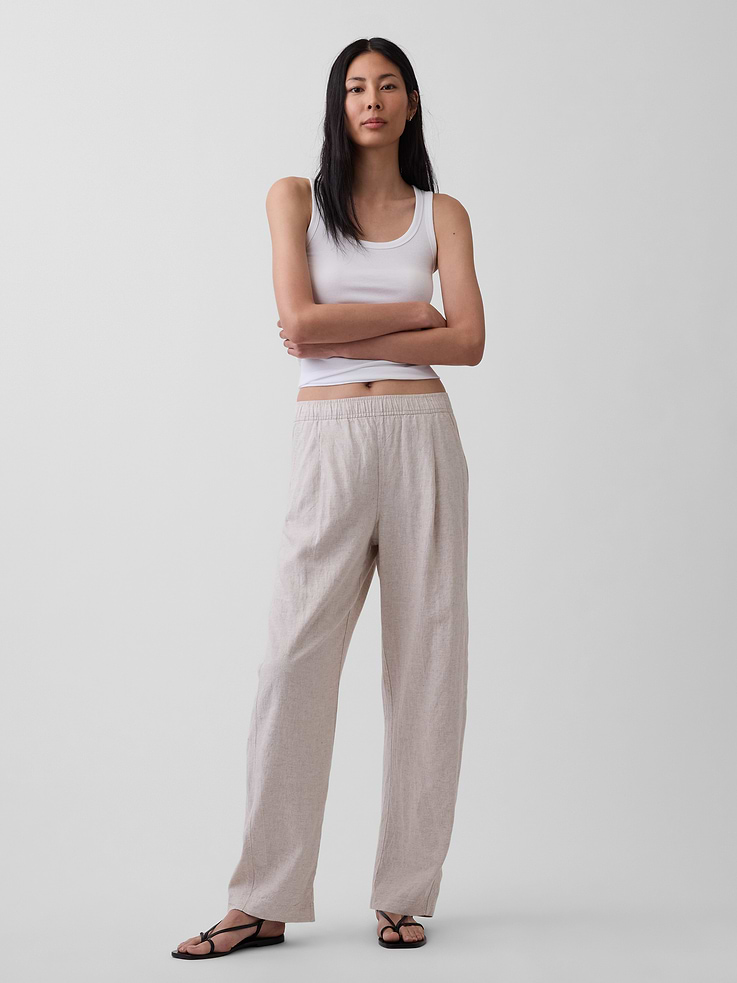Image number 6 showing, Linen-Blend Easy Barrel Pants
