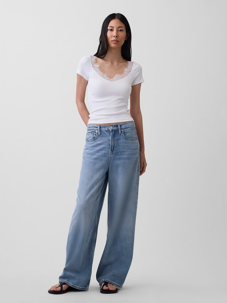 Image number 2 showing, Modern Lace-Trim Crop Top
