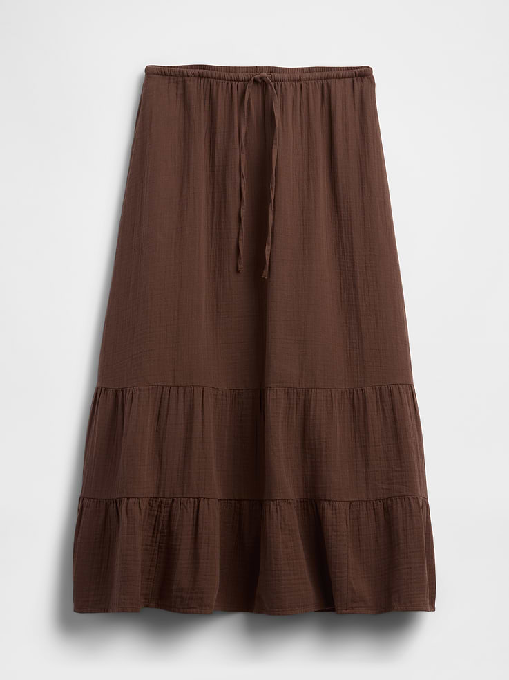 Image number 5 showing, Cotton Gauze Tiered Easy Maxi Skirt