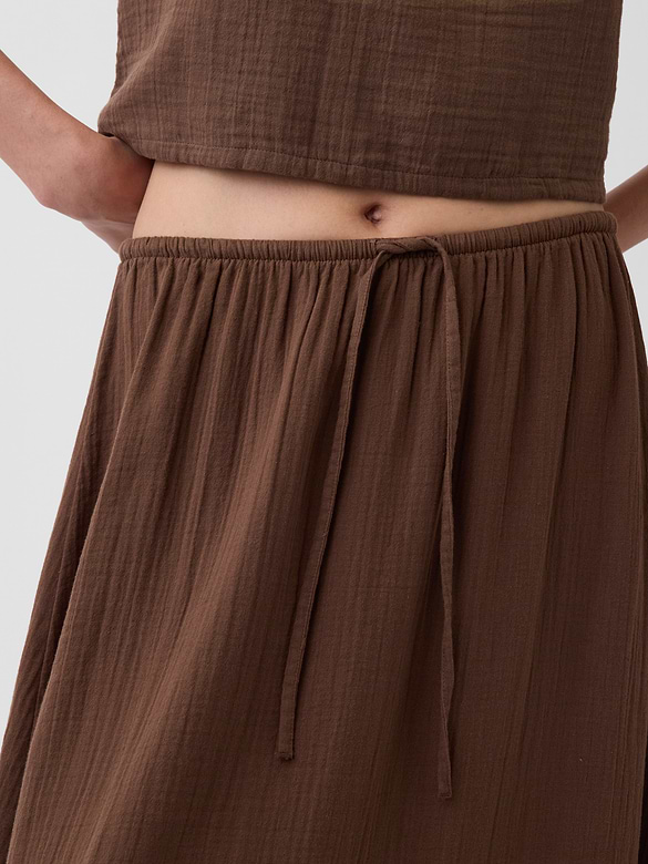 Cotton Gauze Tiered Easy Maxi Skirt