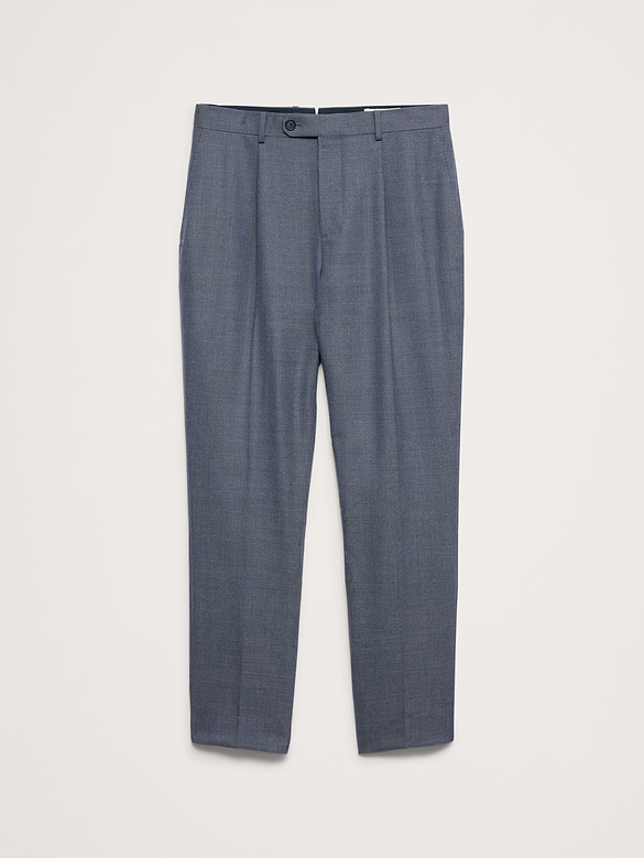 Pantalon de complet raffiné de coupe étroite en laine italienne respirante
