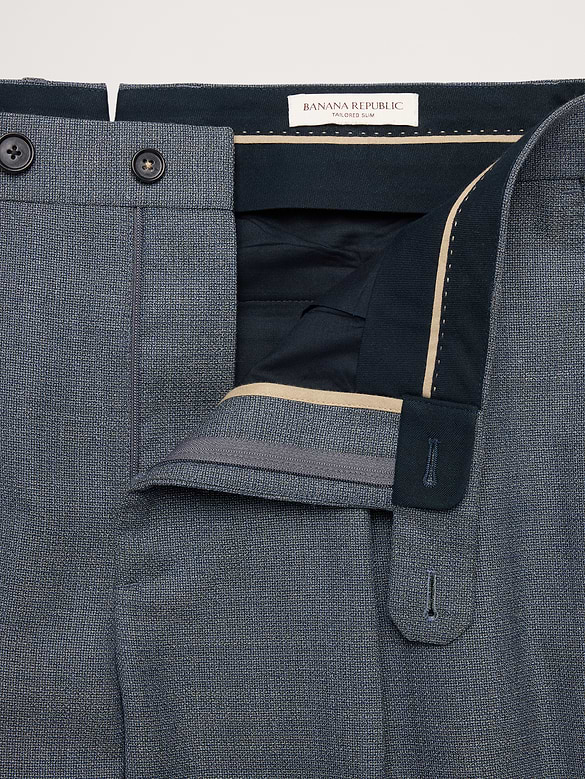 Pantalon de complet raffiné de coupe étroite en laine italienne respirante