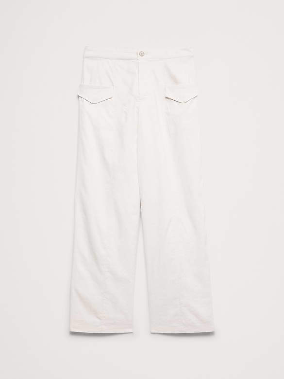 High-Rise Straight Utility Pant in Stretch Linen-Viscose