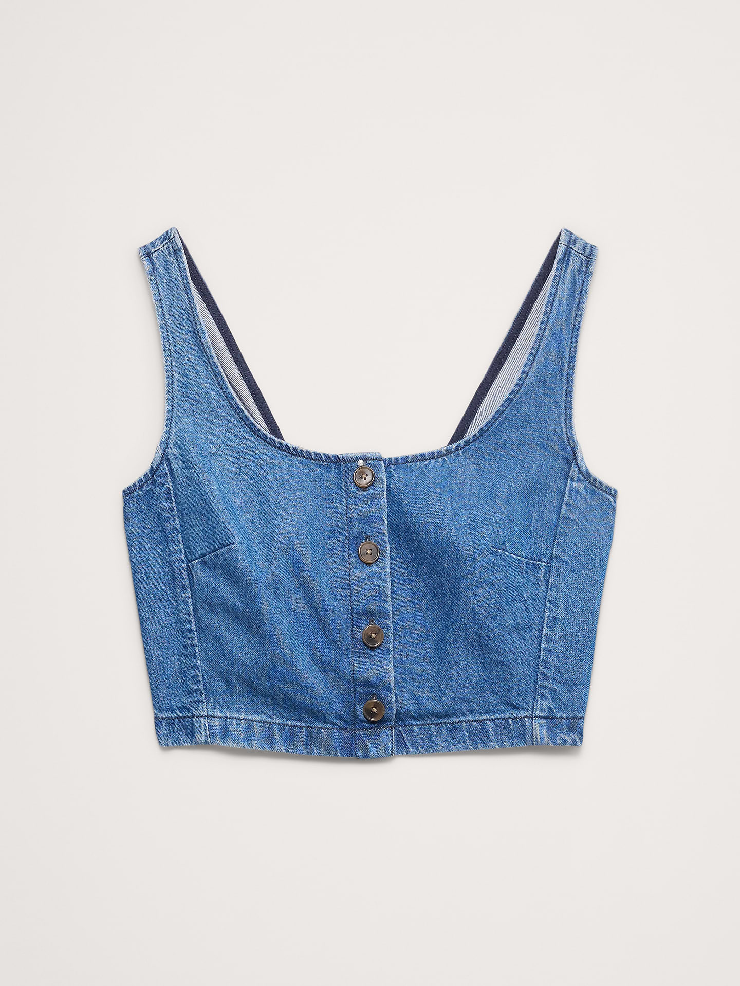 Image number 4 showing, Denim Square-Neck Cropped Tank