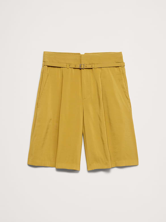 Belted Bermuda Short in Luster Twill