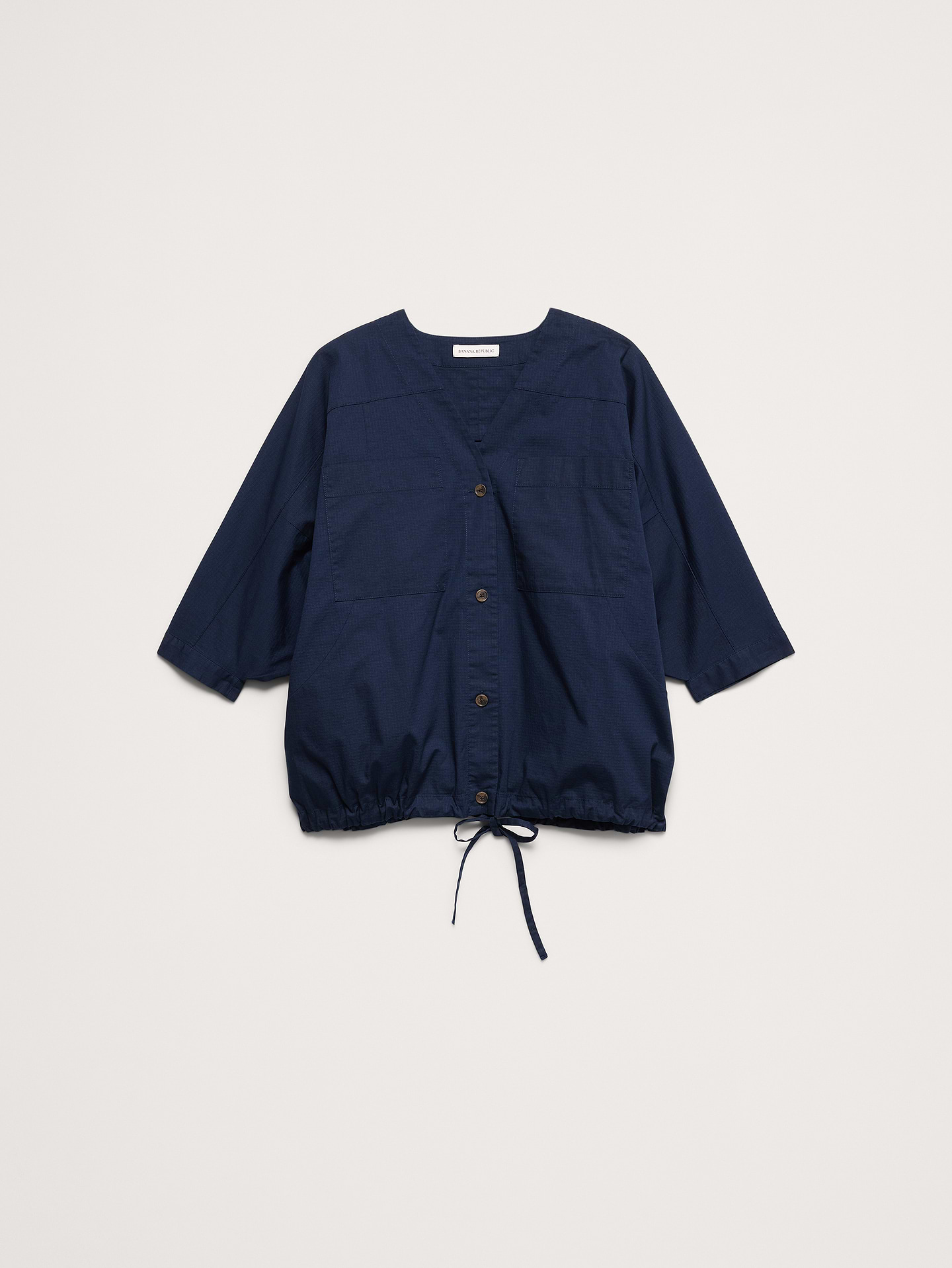 Image number 8 showing, Stretch-Cotton Drawstring-Hem Top