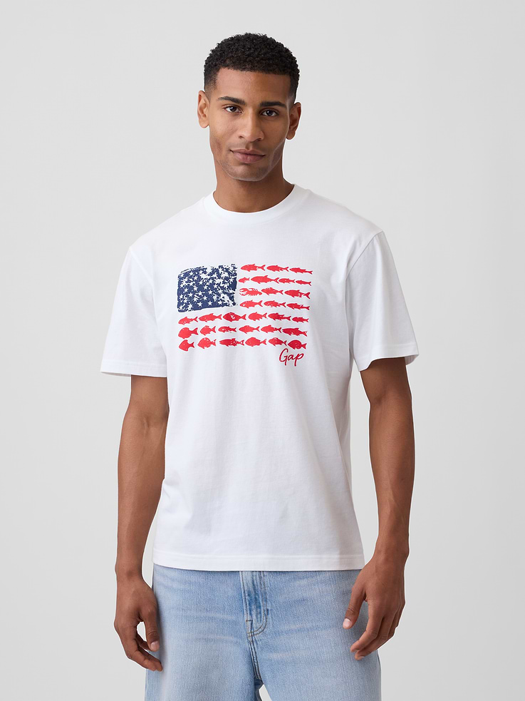 Image number 1 showing, Everyday Soft Relaxed Americana Graphic T-Shirt