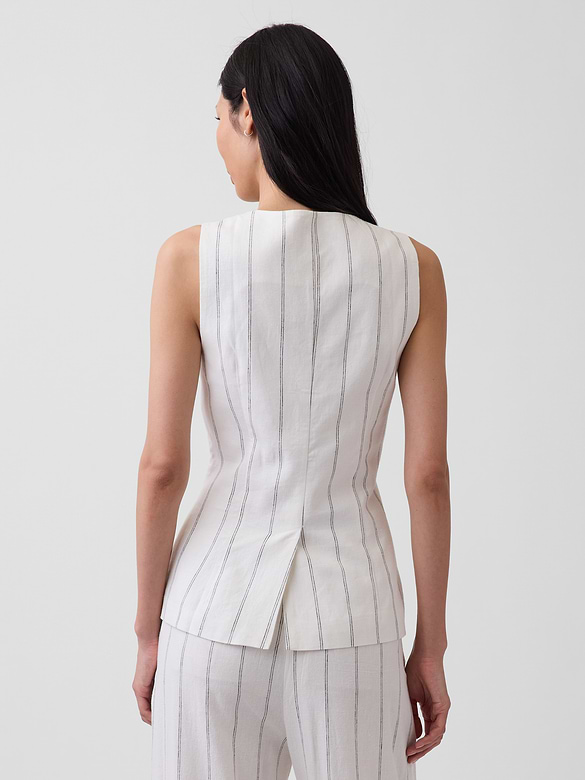 Linen-Blend Longline Vest