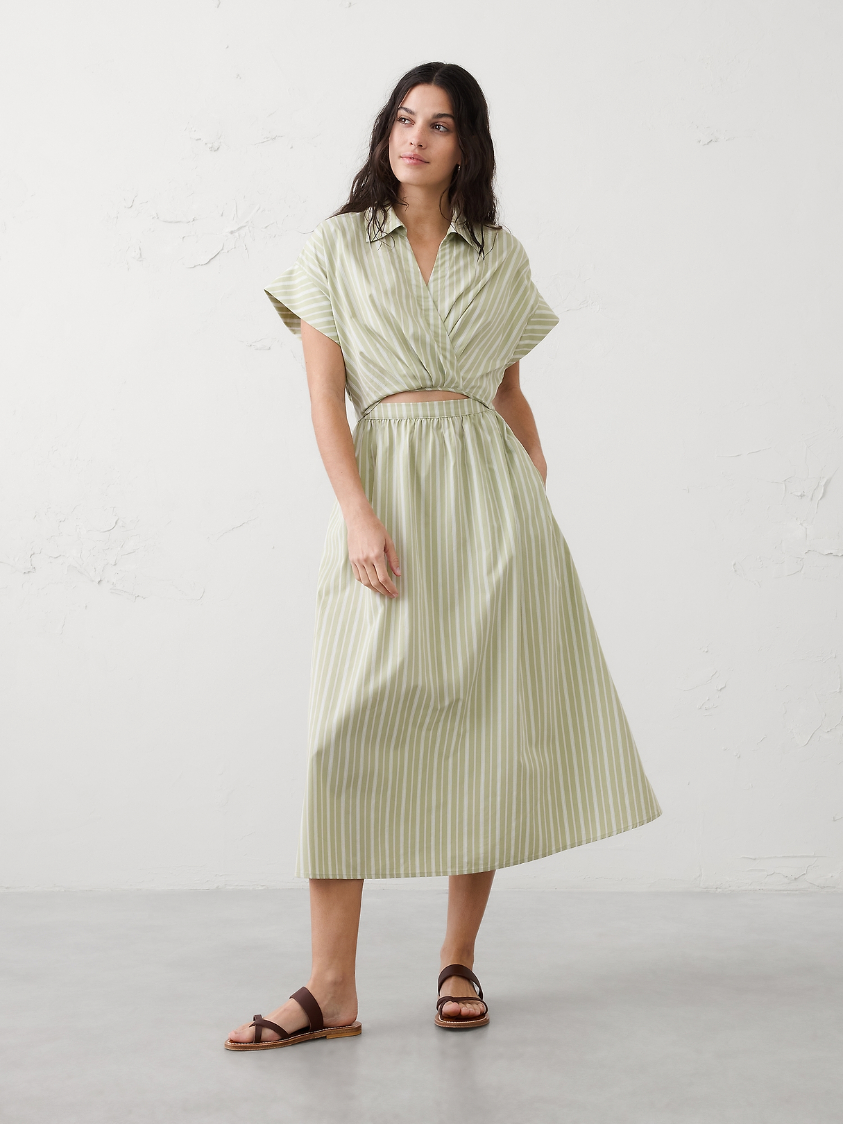 Cutout Poplin Midi Dress | Banana Republic Factory