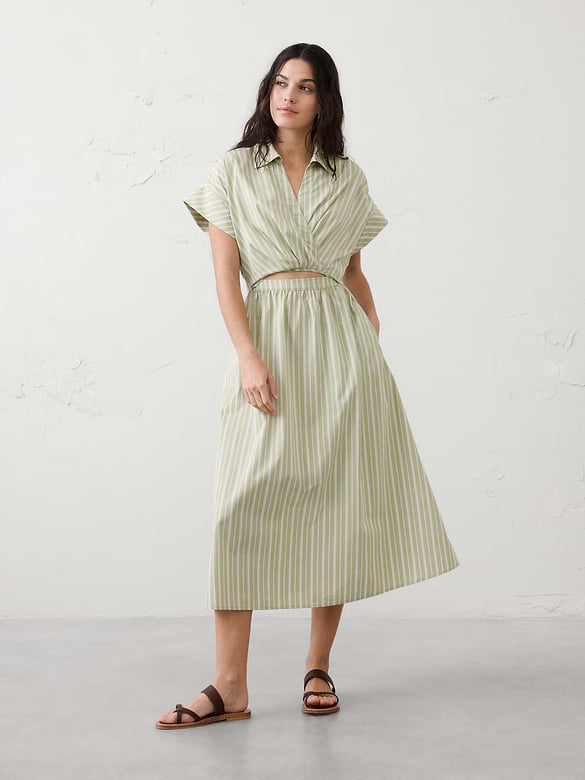 Cutout Poplin Midi Dress