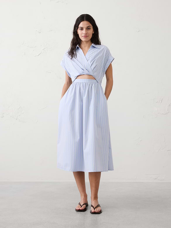 Cutout Poplin Midi Dress