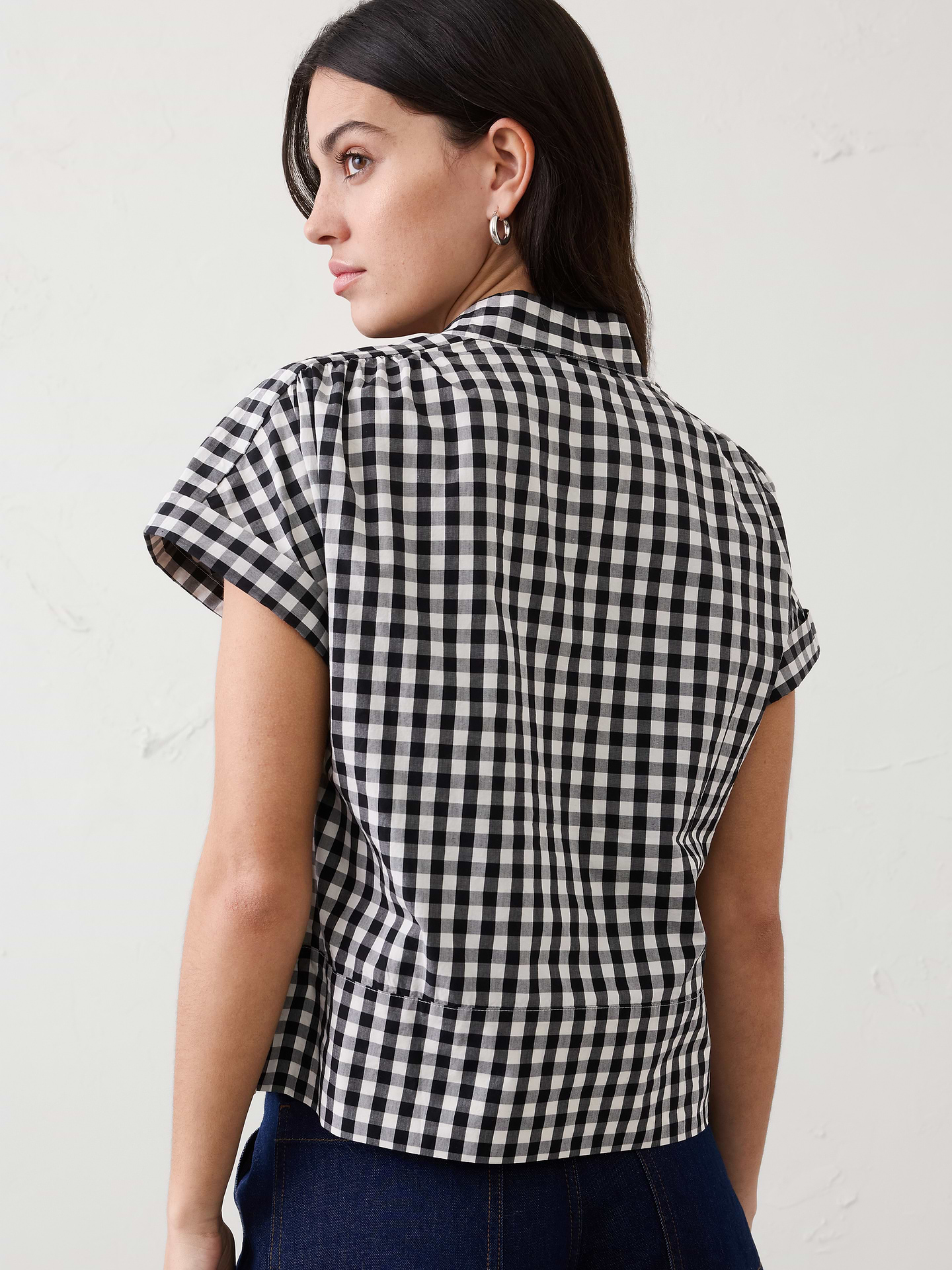 Image number 4 showing, Poplin Split-Neck Top