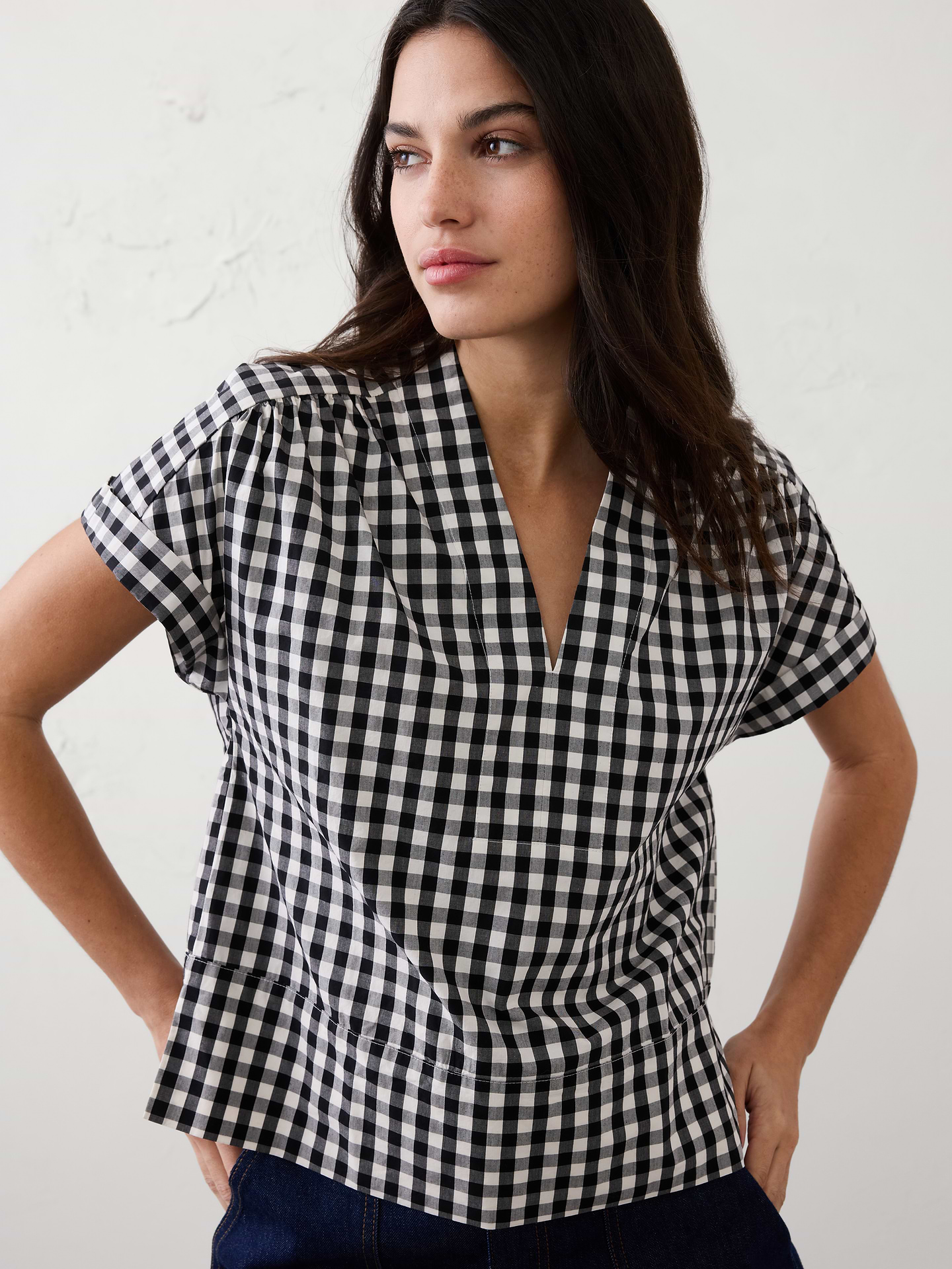 Image number 5 showing, Poplin Split-Neck Top