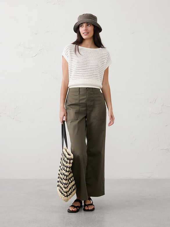 Straight High-Rise Twill Utility Pant