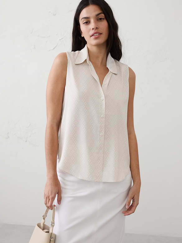 Silky Collared Top