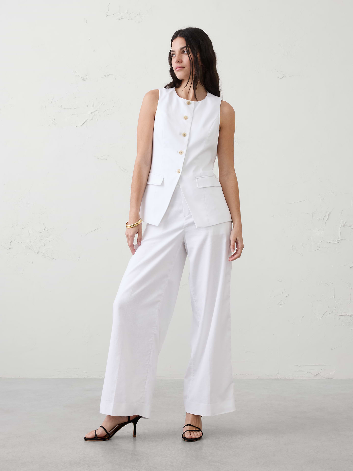 Image number 1 showing, Linen-Blend Long Cutaway Vest