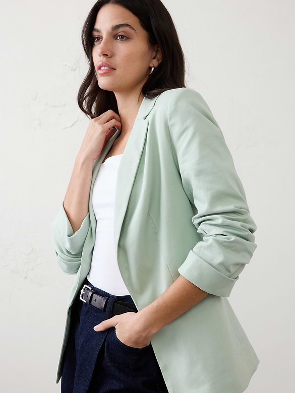 Linen-Blend Hayden Blazer