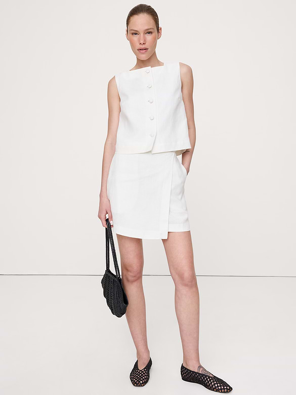 Linen Wrap Mini Skirt
