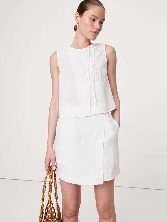 Linen Wrap Mini Skirt
