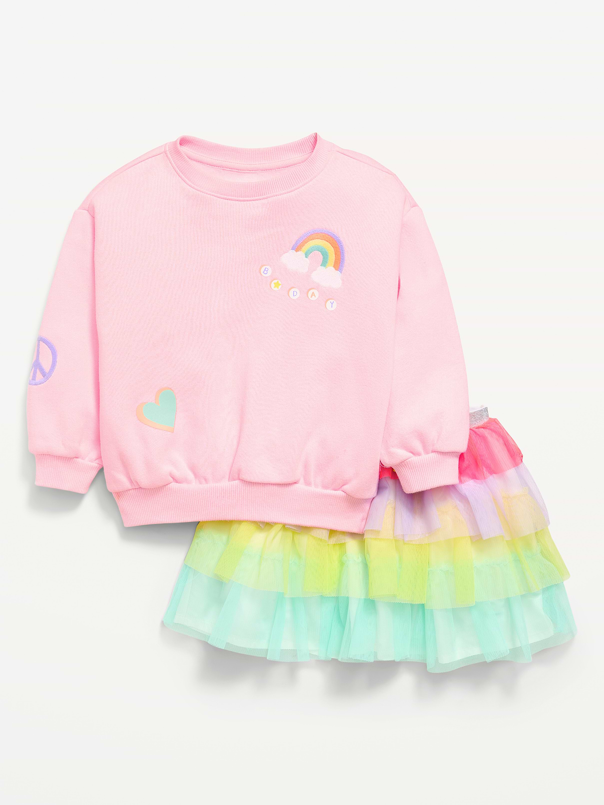 Image number 2 showing, Embroidered Graphic Sweatshirt and Tutu Skirt Set for Toddler Girls