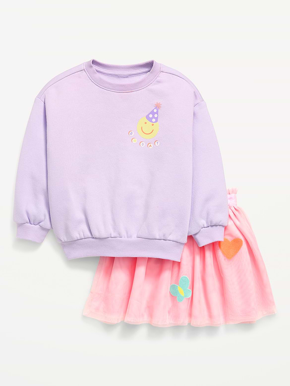 Embroidered Sweatshirt & Tutu Skirt Set for Toddler Girls